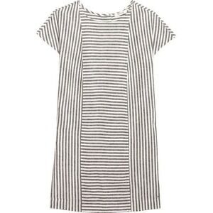 Madewell‎ Women's Linen Blend Striped Button Back Casual Midi Dress Size L